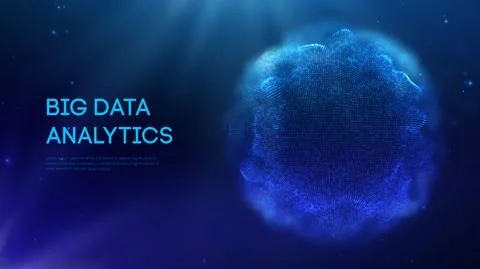 Blue sphere shield on dark background colorful data. Blue futuristic technology Stock Illustration