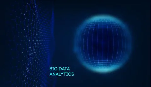 Blue sphere shield on dark background colorful data. Blue futuristic technology Stock Illustration