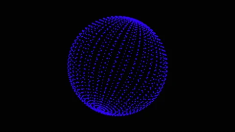 Blue Sphere Of Spinning Points, Particles. Loop animation. Stock Footage 102943263