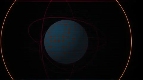 Blue Sphere Target Interface with Red Crosshair Lines on Black Screen for D.. Stock Footage 343692052