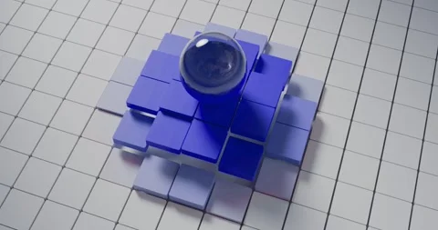 Blue Sphere Traversing Reactive Geometric Floor 4K Stock Footage 324777775