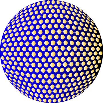 Blue Sphere with Yellow Dot Pattern Stock Illustration