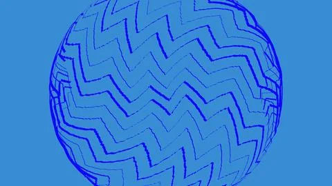 Blue sphere with zigzag line pattern Stock Illustration
