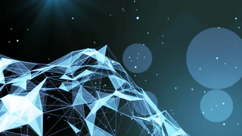 The blue sphere. Zoom camera. Flying particles Depth of field. Networking Stock Footage 96064706