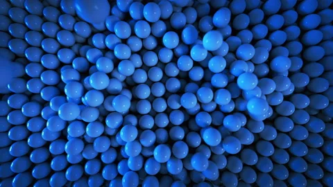 Blue spheres falling 3D render animation Stock Footage 157086053