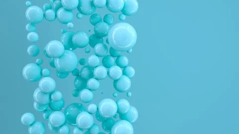 Blue spheres of random size on blue background Stock Illustration