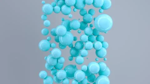 Blue spheres of random size on white background Stock Illustration