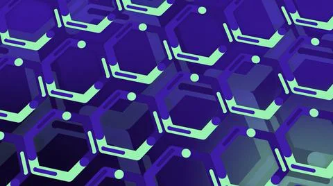 Blue spinning rows of hexagons, seamless loop. Motion. Concept of connection Stock Illustration
