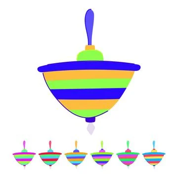 Blue spinning top vector cartoon graphic Stock Illustration