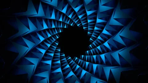 Blue Spiny Cylindrical Tunnel Background VJ Loop in 4K Stock Footage 264767029
