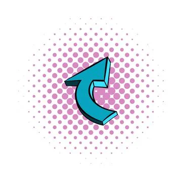 Blue spiral arrow icon, comics style Stock Illustration