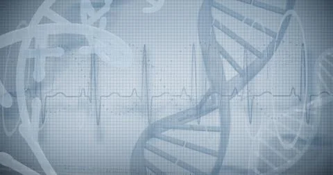Blue spiral dna pattern on screen Stock Photos