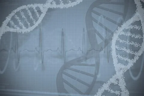 Blue spiral dna pattern on screen Stock Photos