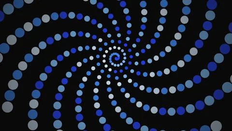 Blue spiral dots pattern on black background Illustration