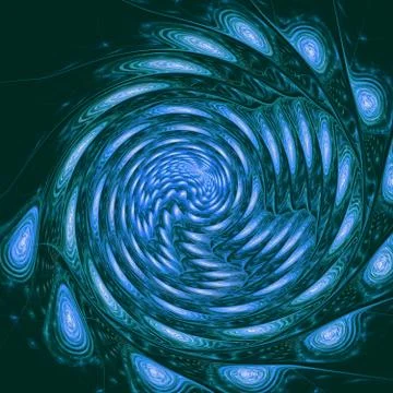 Blue spiral fantasy in space, computer generated abstract background. Fractal Stock Illustration