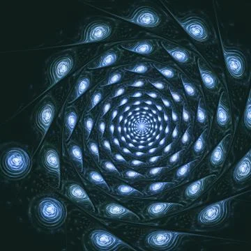 Blue spiral fantasy in space, computer generated abstract background. Fractal Stock Illustration