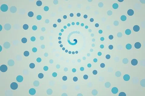Blue spiral pattern with circles on light background Stock Photos