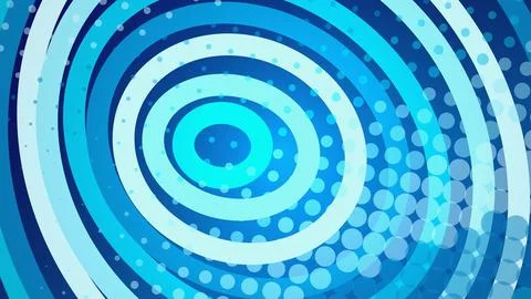 Blue spiral pattern with dots and circles on a dark background Stock Illustration