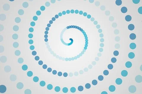 Blue spiral pattern with dots on a light background Stock Photos