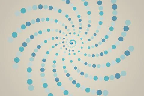 Blue spiral pattern of dots on light background Stock Photos