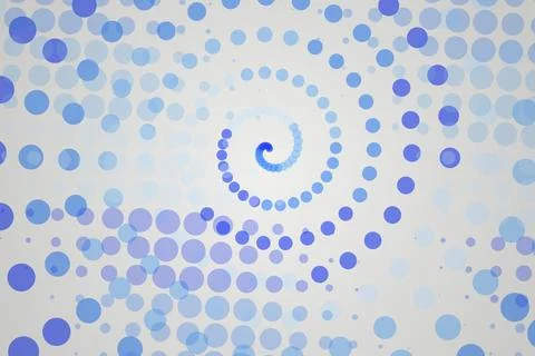 Blue spiral pattern made of dots on light background Illustrazione stock