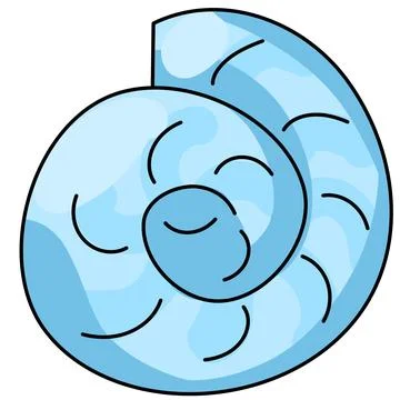 Blue Spiral Seashell Isolated Beach Icon Illustration Stock Illustration
