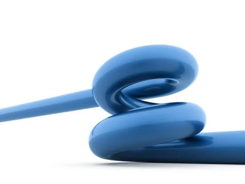 Blue spiral spring rendered on white background Stock Illustration