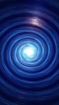 Blue spiral vortex with glowing central light, circular energy waves, and a.. Stock Illustration