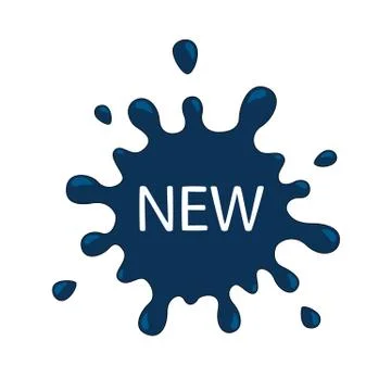 Blue splash New labels. Vector business painted Icon with blot. Stock Illustration