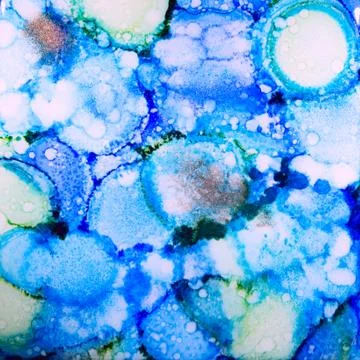 Blue Splatters in Alcohol Ink Stock Illustration