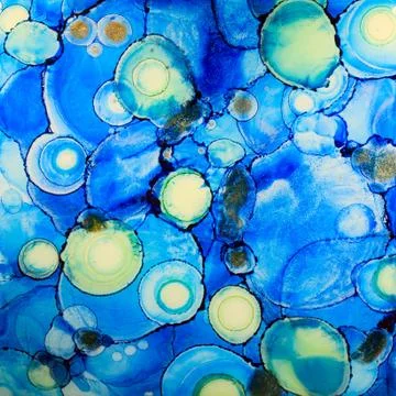 Blue Splatters in Alcohol Ink Stock Illustration