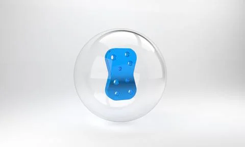 Blue Sponge with bubbles icon isolated on grey background. Wisp of bast for w Stock Illustration