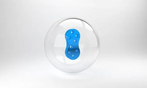 Blue Sponge with bubbles icon isolated on grey background. Wisp of bast for w Stock Illustration