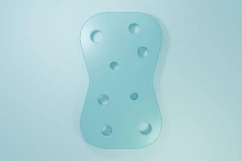 Blue Sponge with bubbles icon isolated on blue background. Wisp of bast for.. Stock Illustration