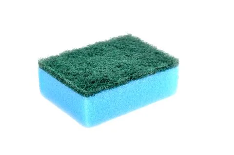 A blue sponge dish isolated on white Stock Photos