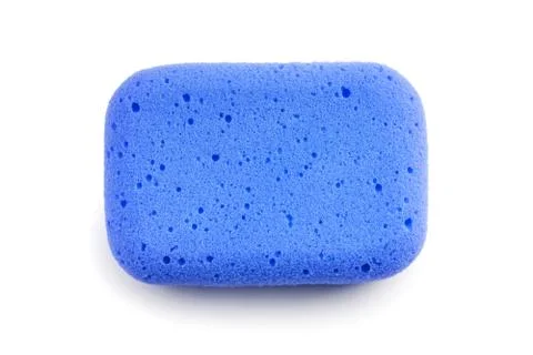 Blue sponge isolated on white background. Top view Stock Photos