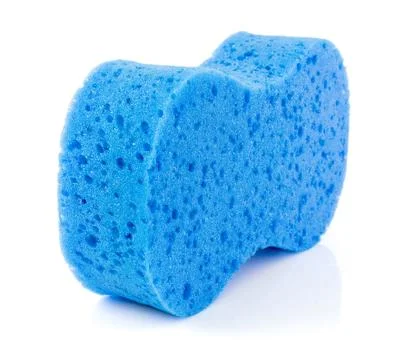 Blue sponge on white Stock Photos