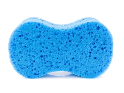 Blue sponge on white Stock Photos