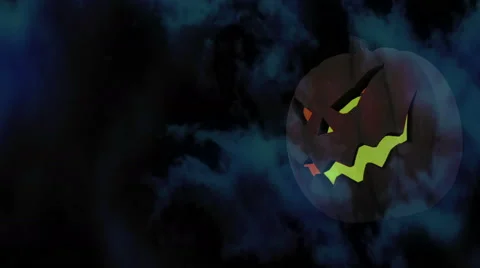 Blue Spooky Halloween Pumpkin - 4K Resolution Ultra HD Stock Footage