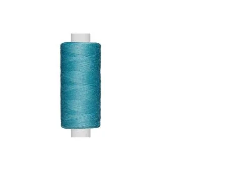 Blue spool of sewing thread isolated on white background 스톡 사진