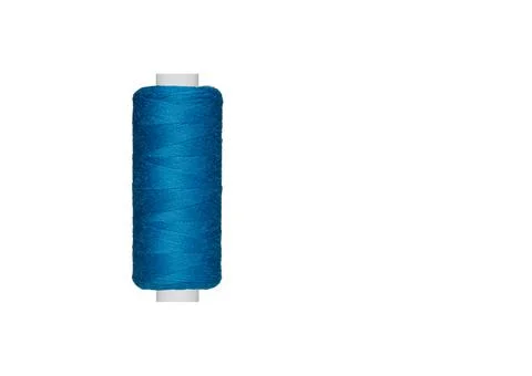 Blue spool of sewing thread isolated on white background Stock Photos