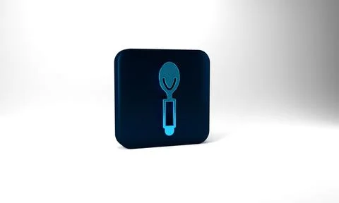 Blue Spoon icon isolated on grey background. Cooking utensil. Cutlery sign. Blue Illustrazione stock