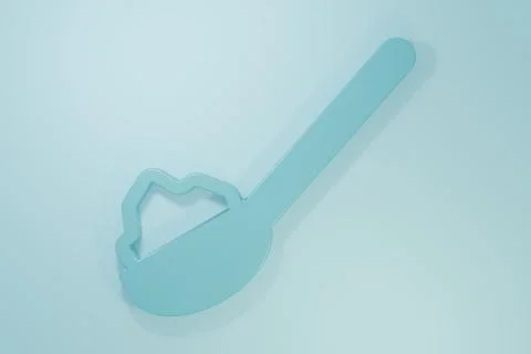 Blue Spoon with sugar icon isolated on blue background. Teaspoon for tea or.. Stock Illustration