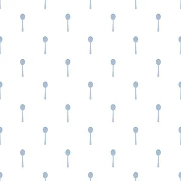 Blue spoons repeating seamless pattern on white background Illustrazione stock