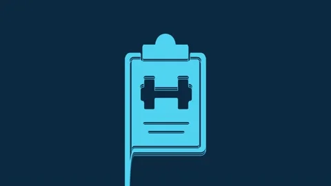 Blue Sport training program or fitness plan icon isolated on blue background. 4K Stock Footage 235788322