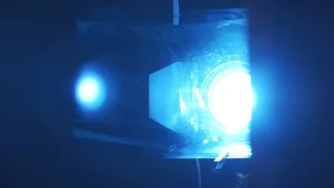 Blue Spot Light in Dark Room Film Set HD 1920x1080 Stock Footage 111402205