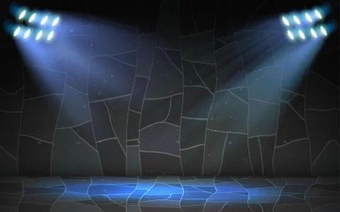 Blue spotlight on the marble wall in the studio room Stock-Illustration