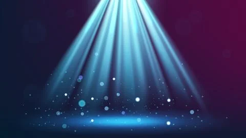 Blue Spotlight Shining with Sparks,, Widescreen Vector Illustration Stock Illustration