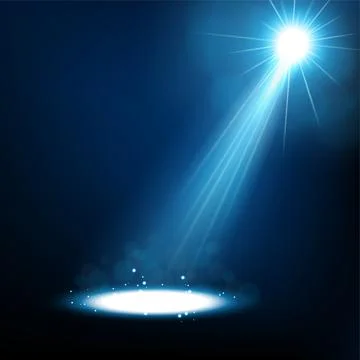Blue Spotlight Shining, Vector Illustration Stock Illustration