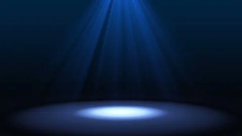 Blue spotlight on stage performance in a theater isolated on black background Stock Footage